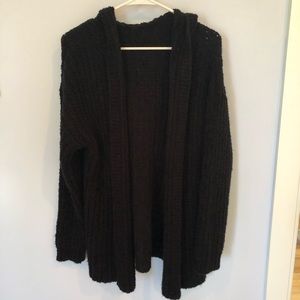 American Eagle Black Hooded Cardigan